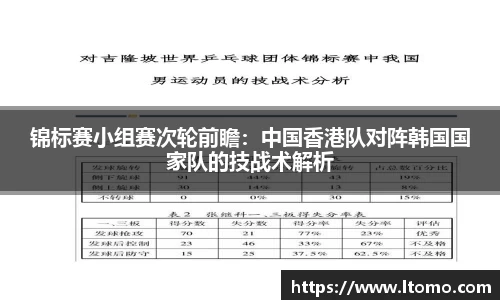 锦标赛小组赛次轮前瞻：中国香港队对阵韩国国家队的技战术解析